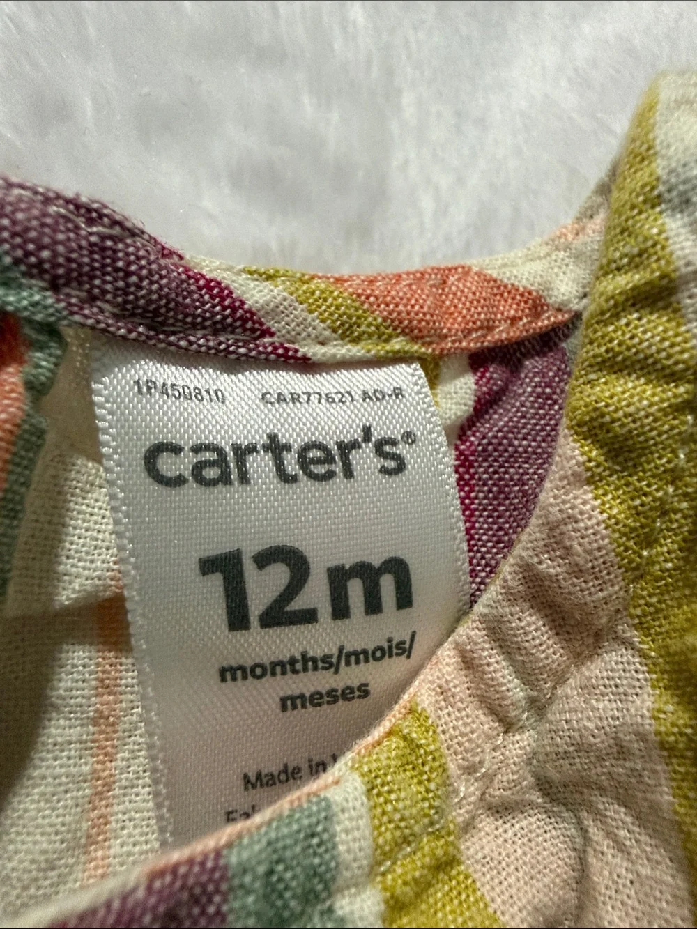Carter's Multicolor Striped Dress with Blue Bloomers